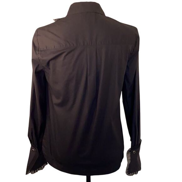 Laundry by Shelli Segal Women’s Size 4 Black Lace Long Sleeve Hidden Button Top - Picture 4 of 16